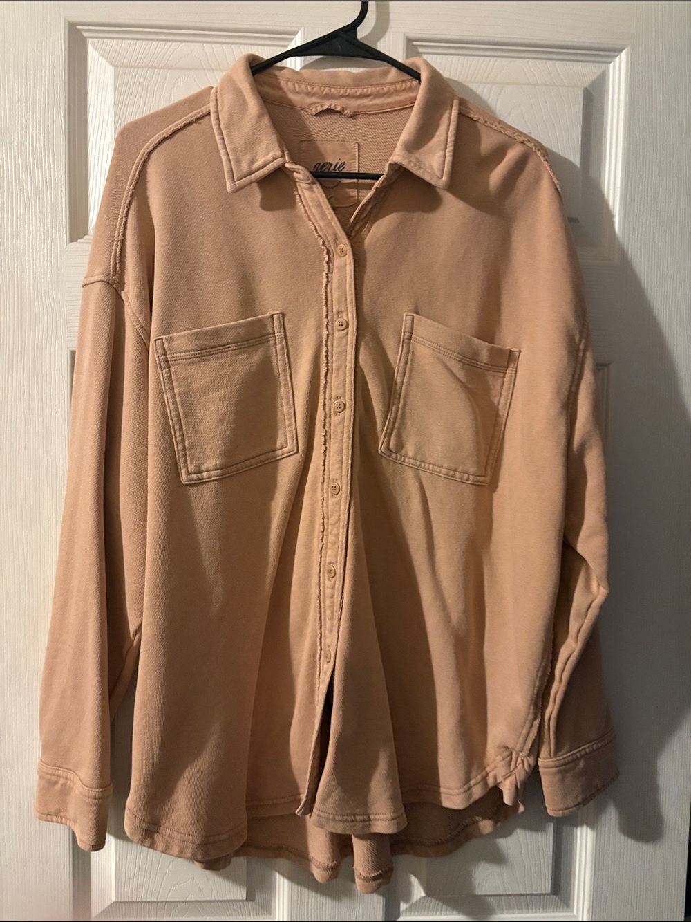 aerie Women’s Casual Button-Down Shirt in Peach/Tan